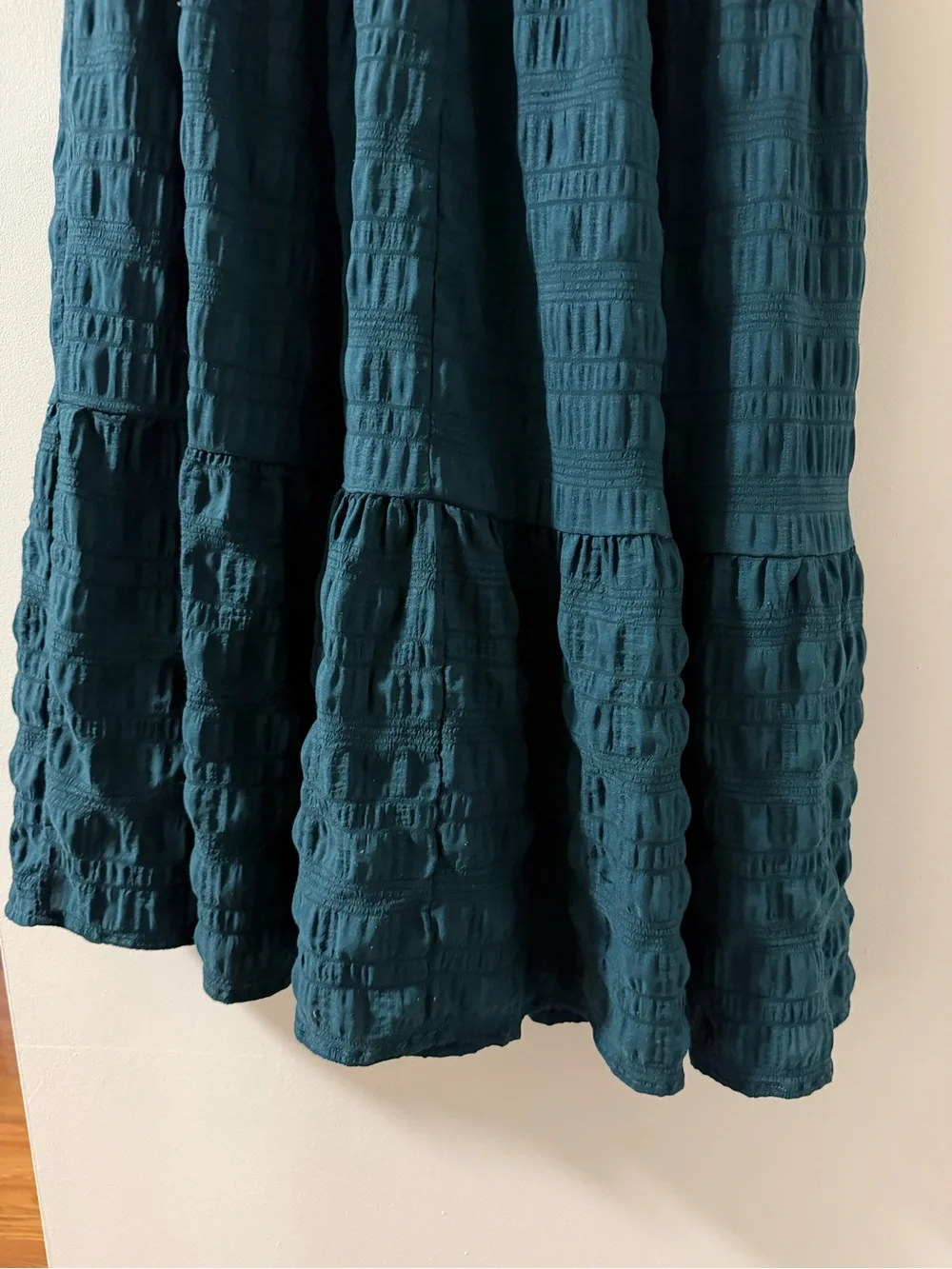 Women’s Teal Textured Maxi Skirt with Smocked Waist